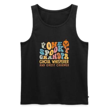 One Spooky Grandpa Father Retro Halloween Costume - Men's Premium Organic Tank Top - black - Front - AI Model Male 178 light (178cm)