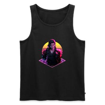 Retro Wave Anime Man des années 80 - Chemise d’anime - Débardeur bio Premium Homme - noir - Devant - Michal (187cm)