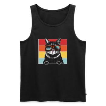 Cat Coolest Pet On Earth Retro Sunglasses Funny - Männer Premium Bio Tank Top - Schwarz - Vorne - Michal (187cm)