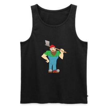 Bûcheron - cadeau de hache des montagnes des Alpes - Débardeur bio Premium Homme - noir - Devant - Michal (187cm)