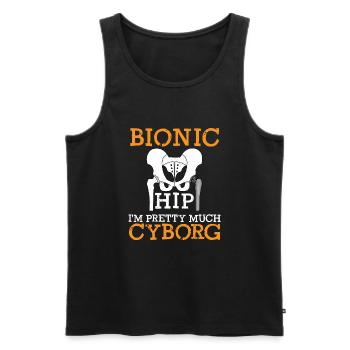 Hip Protese - Cyborg Surgery Surgery - Men's Premium Organic Tank Top - black - Front - AI Model Male 178 light (178cm)