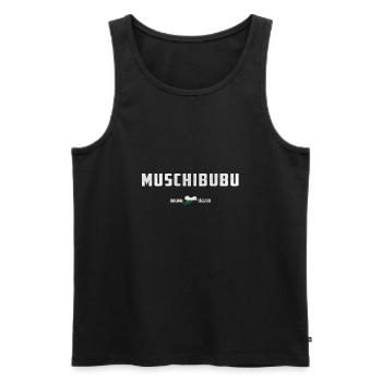 Muschibubu - dicton saxon drôle patrie Ossi - Débardeur bio Premium Homme - noir - Devant - AI Model Male 178 light (178cm)