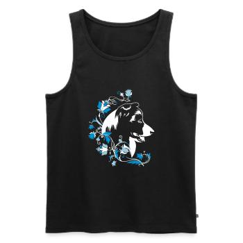 Border Collie Fleurs 3 - Débardeur bio Premium Homme - noir - Devant - Michal (187cm)