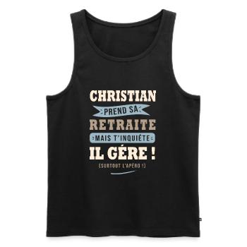 Christian humour retraité cadeau retraite homme - Débardeur bio Premium Homme - noir - Devant - Michal (187cm)