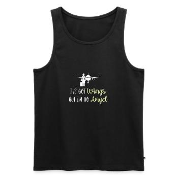 Funny Stewardess Saying & Pilot Gift - Men's Premium Organic Tank Top - black - Front - AI Model Male 178 light (178cm)