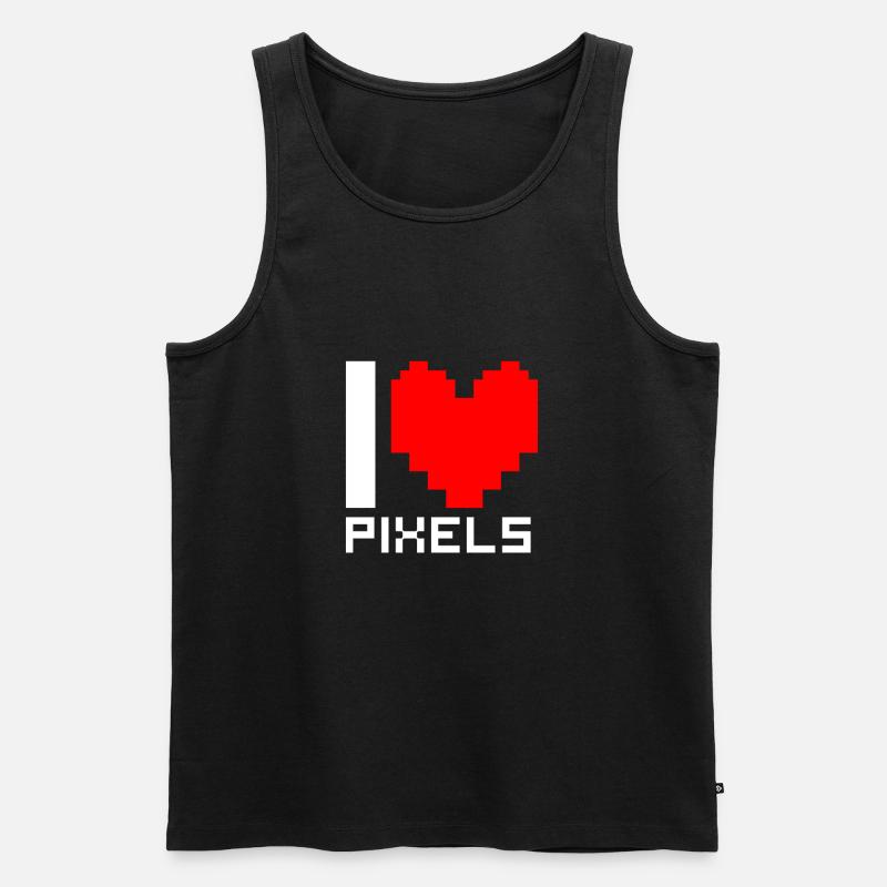 Ich Liebe Pixel - Männer Premium Bio Tank Top - Schwarz
