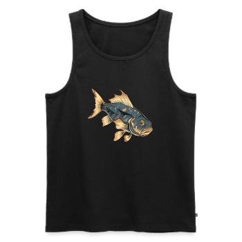 Zander Fisch, Naturgetreues Anglerdesign - Männer Premium Bio Tank Top - Schwarz - Vorne - Michal (187cm)