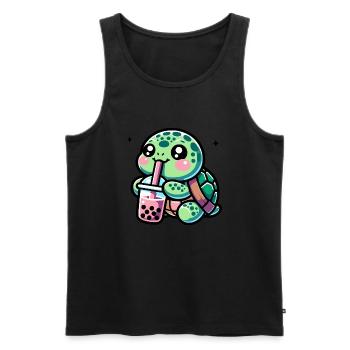 Bubble Tea Turtle Boba Tea Kawaii Gift - Men's Premium Organic Tank Top - black - Front - Michal (187cm)