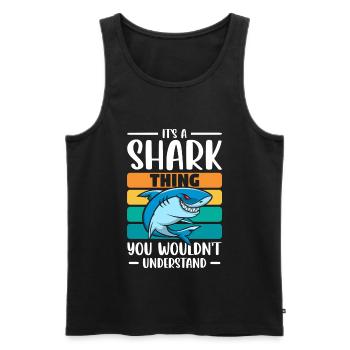 Requins Plongée Sailing Predator - Débardeur bio Premium Homme - noir - Devant - AI Model Male 178 light (178cm)