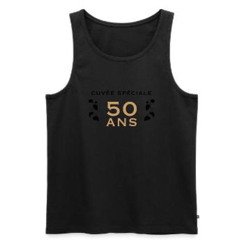 Idée cadeau humoristique 50 ans - Débardeur bio Premium Homme - noir - Devant - Michal (187cm)