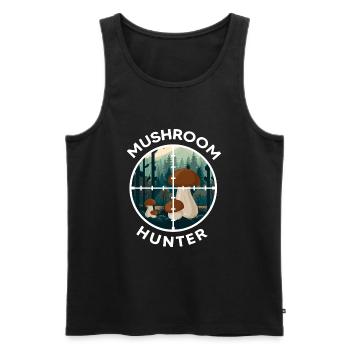 Chasseurs de champignons Saison des champignons Cueilleurs de champignons Saison des champignons - Débardeur bio Premium Homme - noir - Devant - Michal (187cm)