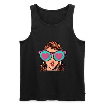 Sunglasses, love, woman // summer, I love, sea - Men's Premium Organic Tank Top - black - Front - Michal (187cm)