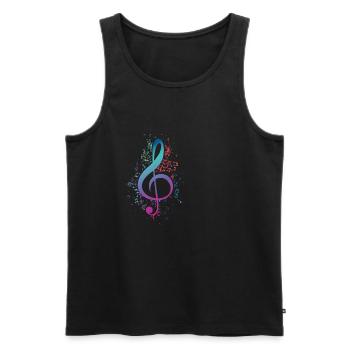 Clé de partition musicien cadeau de serrants - Débardeur bio Premium Homme - noir - Devant - Michal (187cm)