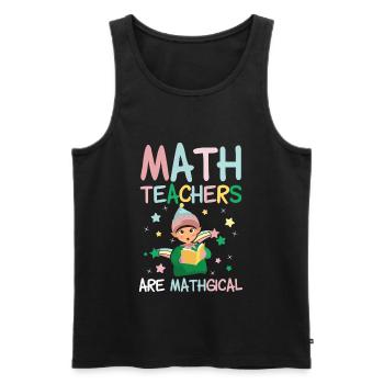 Les profs de maths sont magiques | Mathématiques Cadeaux - Débardeur bio Premium Homme - noir - Devant - AI Model Male 178 light (178cm)