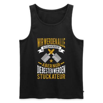 Stuckateur Verputzer Spachtel - Männer Premium Bio Tank Top - Schwarz - Vorne - Michal (187cm)