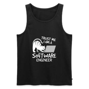 Software Engineers trust in programmer cat - Männer Premium Bio Tank Top - Schwarz - Vorne - AI Model Male 178 light (178cm)