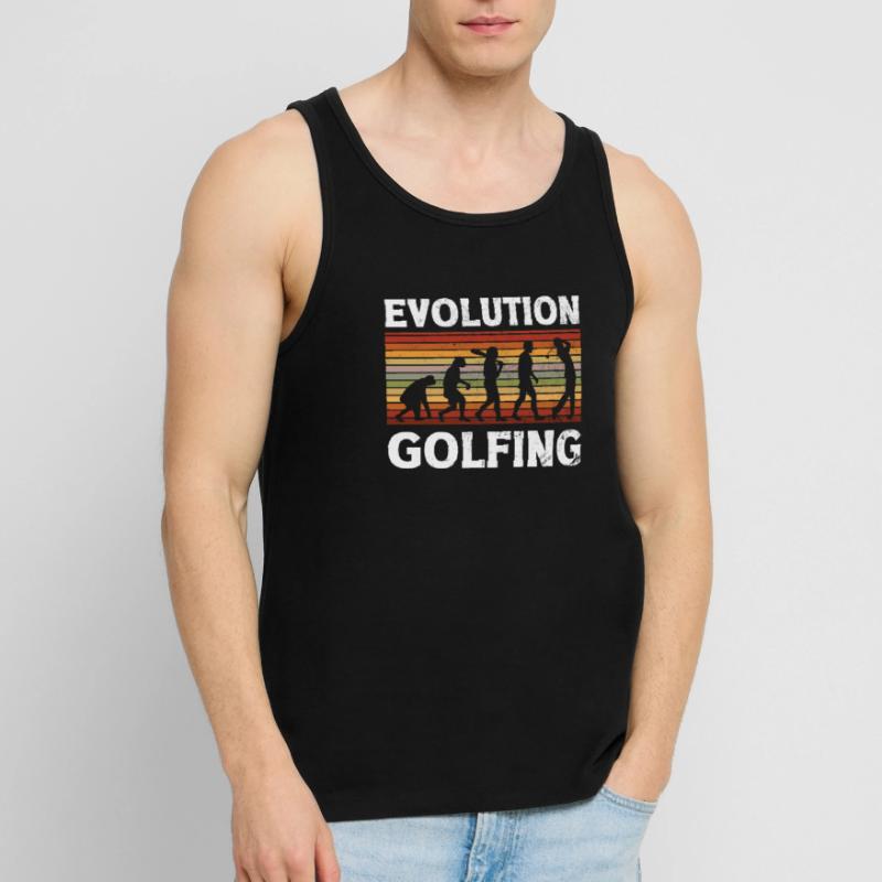 Golf Evolution From Monkey To Men Golfing Men's Premium Organic Tank Top