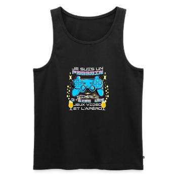 Maillot parrain gamer bière t-shirt idée cadeau - Débardeur bio Premium Homme - noir - Devant - Michal (187cm)