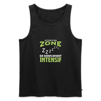 Attention zone de ronflement intensif t-shirt - Débardeur bio Premium Homme - noir - Devant - Michal (187cm)