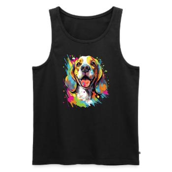 Buntes Beagle Design - Liebevoll und Lebhaft - Männer Premium Bio Tank Top - Schwarz - Vorne - AI Model Male 178 light (178cm)