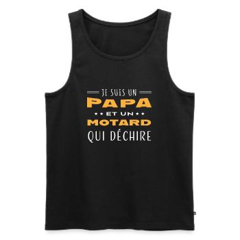 Papa et motard qui déchire humour moto homme - Débardeur bio Premium Homme - noir - Devant - Michal (187cm)