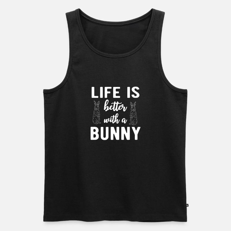 RABBITS: Life With Bunny - Männer Premium Bio Tank Top - Schwarz