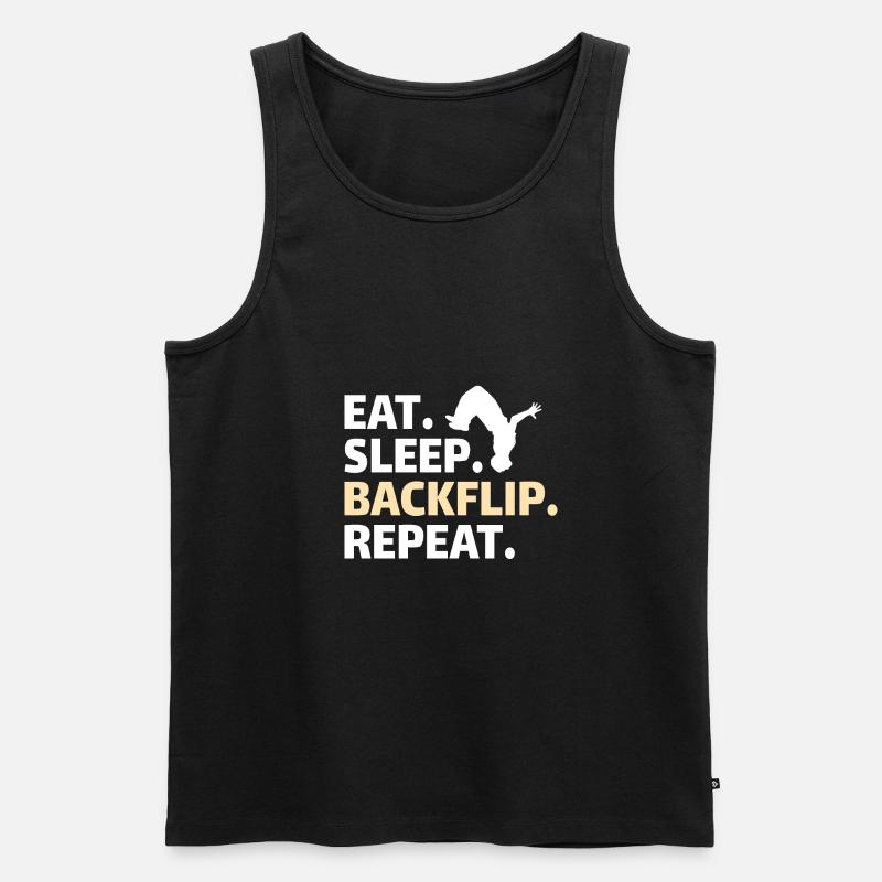 GYMNASTICS: eat,backflip,sleep,repeat - Männer Premium Bio Tank Top - Schwarz