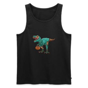 Dinosaur Dino Halloween Zombie - Men's Premium Organic Tank Top - black - Front - Michal (187cm)