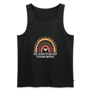 Manger Dormir Dyslexie Enseignant Répéter Chemise - Débardeur bio Premium Homme - noir - Devant - Michal (187cm)