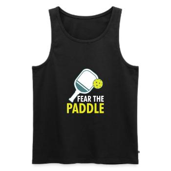 Fear The Paddle Pickleball Shirt Geschenk - Männer Premium Bio Tank Top - Schwarz - Vorne - Michal (187cm)