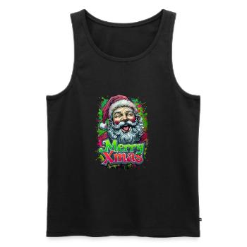 Merry Xmas lustiger Santa - Männer Premium Bio Tank Top - Schwarz - Vorne - Michal (187cm)
