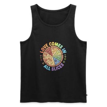 Pride Pizza LGBTQ - Männer Premium Bio Tank Top - Schwarz - Vorne - Michal (187cm)