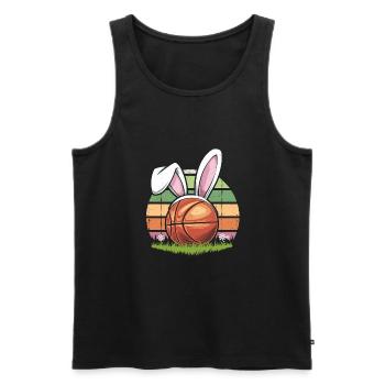 Basket-ball drôle avec des oreilles de lapin de Pâques - Débardeur bio Premium Homme - noir - Devant - Michal (187cm)