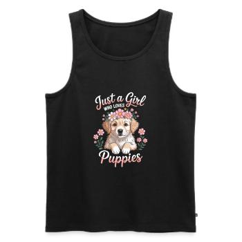 Just a Girl who loves puppies - Männer Premium Bio Tank Top - Schwarz - Vorne - AI Model Male 178 light (178cm)