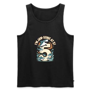 Chemise de requin drôle pour le 5ème anniversaire - Débardeur bio Premium Homme - noir - Devant - Michal (187cm)