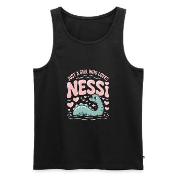 Juste une fille qui aime Nessi - Débardeur bio Premium Homme - noir - Devant - AI Model Male 178 light (178cm)