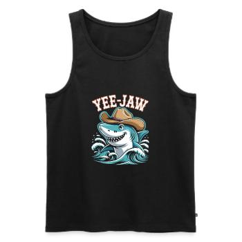 Yee Jaw Lustiger Cowboy Hai - Männer Premium Bio Tank Top - Schwarz - Vorne - AI Model Male 178 light (178cm)