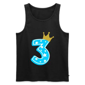 3 Couronne 3ème anniversaire 3 ans - Débardeur bio Premium Homme - noir - Devant - AI Model Male 178 light (178cm)