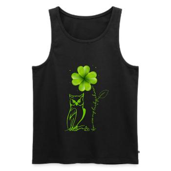You Are My Lucky Charm Eule Kleeblatt - Männer Premium Bio Tank Top - Schwarz - Vorne - Michal (187cm)