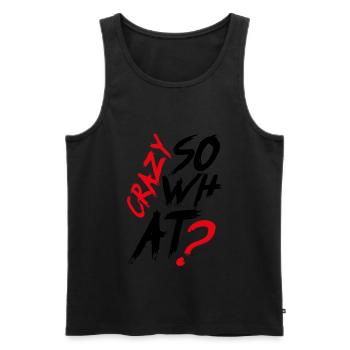 Crazy So What K-Pop Coréen de la musique Idée - Débardeur bio Premium Homme - noir - Devant - AI Model Male 178 light (178cm)