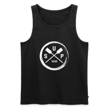 SUP - Männer Premium Bio Tank Top - Schwarz - Vorne - Michal (187cm)