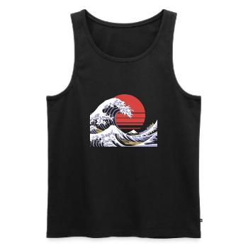 Big Wave Vaporwave Aesthetic 80s Anime Fashion - Männer Premium Bio Tank Top - Schwarz - Vorne - AI Model Male 178 light (178cm)