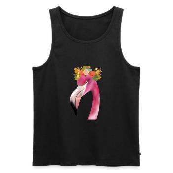 Flamingo avec couronne - Débardeur bio Premium Homme - noir - Devant - Michal (187cm)