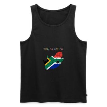 South Africa - Art Design - Men's Premium Organic Tank Top - black - Front - AI Model Male 178 light (178cm)