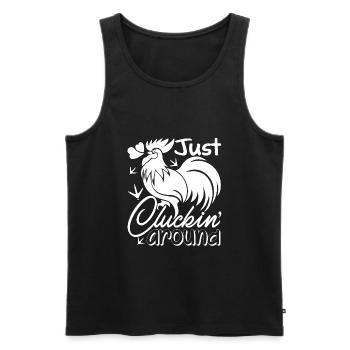 Huhn gackert herum - Männer Premium Bio Tank Top - Schwarz - Vorne - AI Model Male 178 light (178cm)
