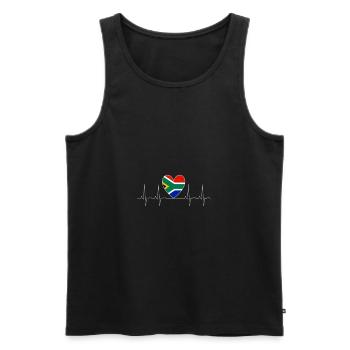 Heartbeat Afrique du Sud Rythme cardiaque - Débardeur bio Premium Homme - noir - Devant - Michal (187cm)
