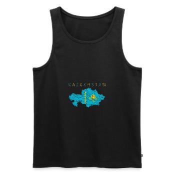 Kasachstan Karte Flagge - Männer Premium Bio Tank Top - Schwarz - Vorne - Michal (187cm)