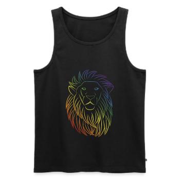Rainbow colored lion lion head animal motif - Men's Premium Organic Tank Top - black - Front - Michal (187cm)
