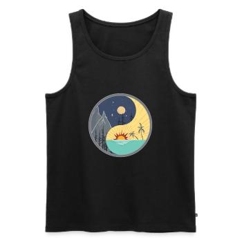 Yin Yang / jour et nuit - Débardeur bio Premium Homme - noir - Devant - Michal (187cm)
