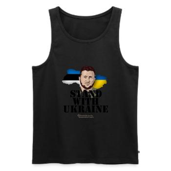 Selenskyj T-Shirt Estland Stand with Ukraine - Männer Premium Bio Tank Top - Schwarz - Vorne - Michal (187cm)